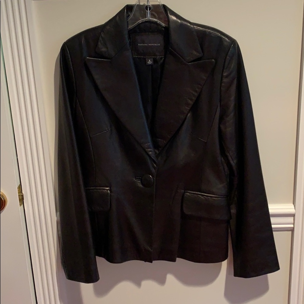 Banana Republic black leather blazer/jacket